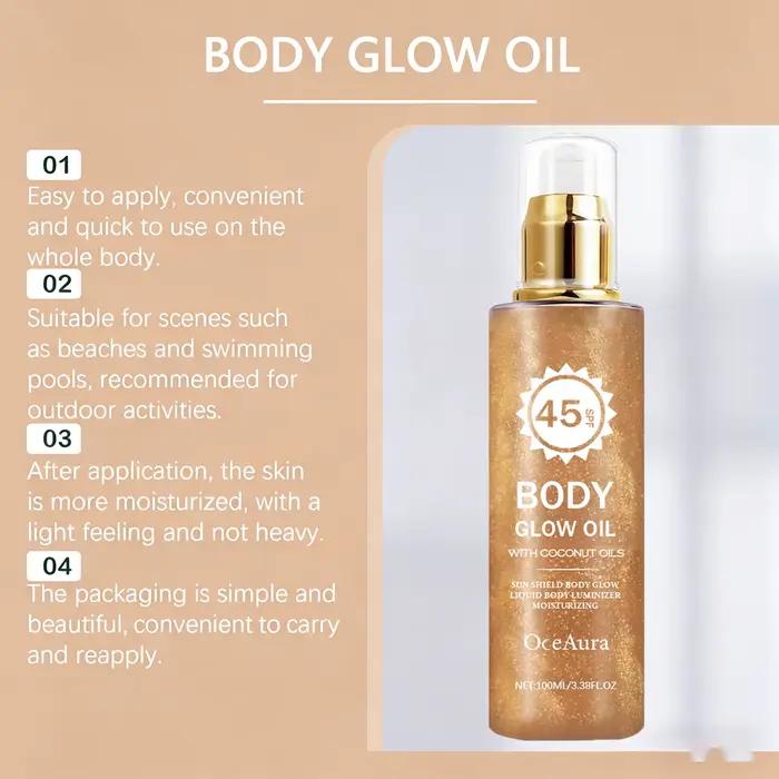 Huile Corporelle Scintillante à la Noix de Coco avec Protection Solaire UV