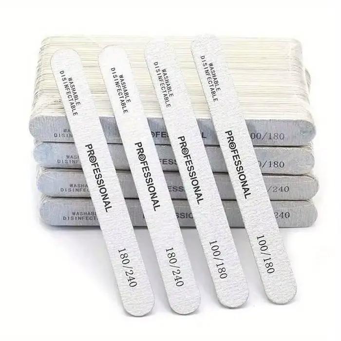 10/25/50 pièces lime à ongles 100/180/240 bloc tampon de ponçage en bois pédicure manucure UV Gel ve