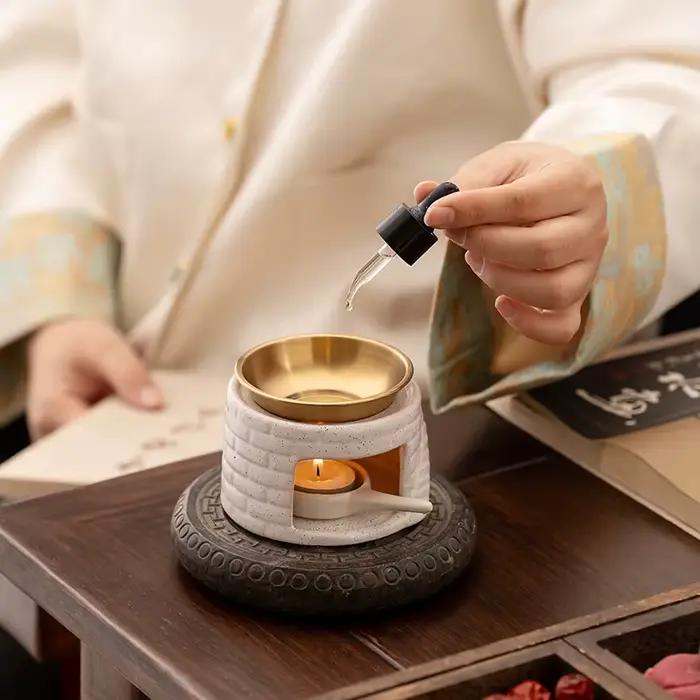 Diffuseur d'aromathérapie en céramique, chauffe-huile et chauffe-bougie pour usage domestique, encens, café en poudre, Relaxation, décor de salle de méditation