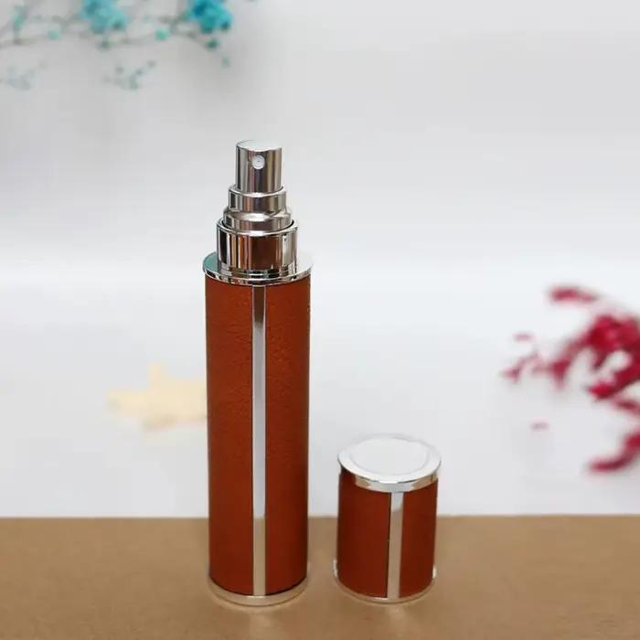 Flacon de parfum en verre de 10 ml enveloppé de cuir de luxe, vaporisateur portable, mini, rechargea