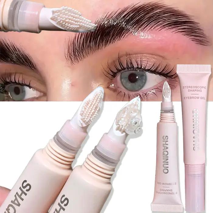 Gel à sourcils 3D imperméable, résistant aux taches, coiffage et mise en forme des sourcils avec brosse en Silicone, tenue longue durée pour un maquillage toute la journée