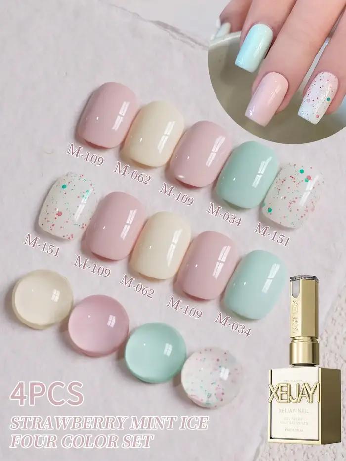 4 couleurs 15ml nouveau populaire menthe vert rose vernis à ongles Semi Permanent Nail Art trempage UV LED Salon de