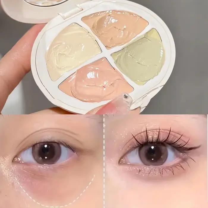 Palette de correcteurs imperméables 4 en 1, texture naturelle hydratante longue durée, crémeuse, couvre les imperfections/cercles foncées/acné