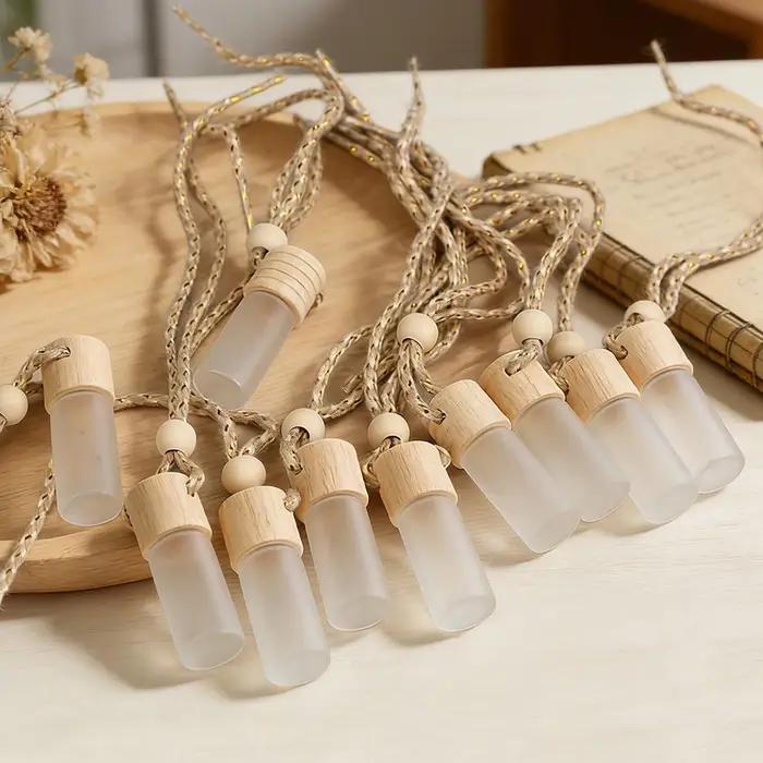 Diffuseur de parfum pour voiture, flacon vide 5 ml en verre dépoli, ornement suspendu pour rétroviseur, diffuseur d'huiles essentielles, pendentif désodorisant