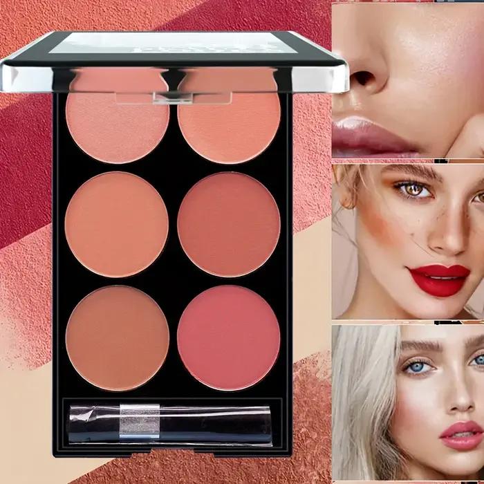 Palette tout-en-un de fard à joues et de contour de 6 couleurs