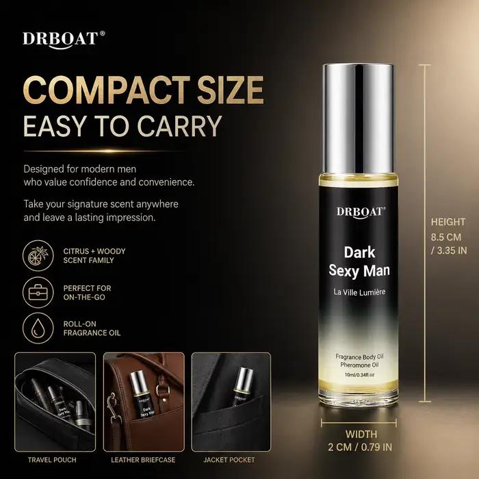 Huile corporelle à phéromones pour homme, parfum boisé et d'agrumes sans alcool, huile de parfum longue durée pour les rendez-vous quotidiens des hommes.